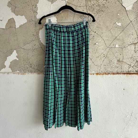 Vintage Midi Skirt Preppy Plaid High Waist Belted Tartan Country Club Academia - Picture 4 of 5